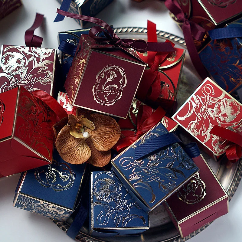 French Sugar Box Light Luxury Golden Candy Champagne Color Wedding Candy Box Wedding Accompanying Paper Gift Box